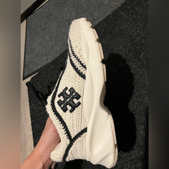 PRICE IS FIRM* Tory Burch Woven Black and Cream Sneakers - Picture 5 of 5